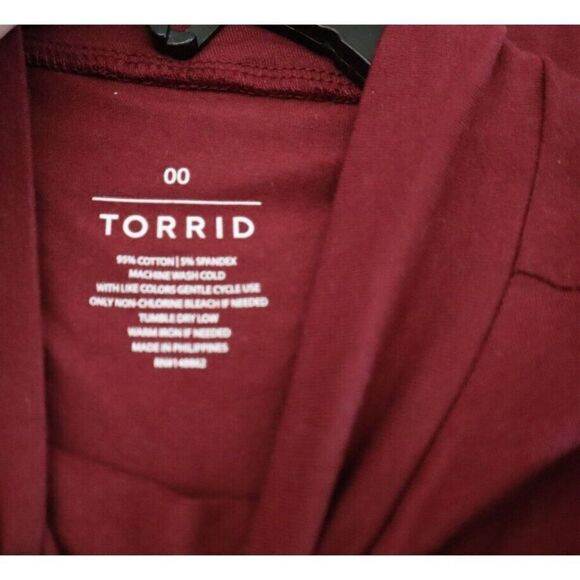 Torrid Women's Sz M/L (00) Zinfandel Red Foxy Mock Neck Cotton Blend Tank Top - Picture 4 of 7